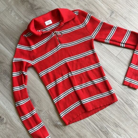 Trendy Girls’ Striped Half Zip Sweater Top Pullover Size XL - Picture 1 of 6